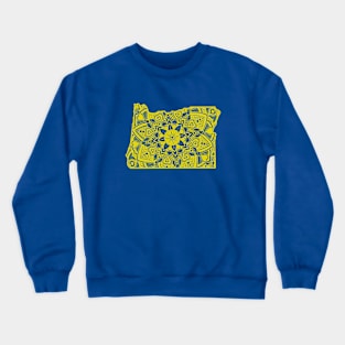 Yellow Oregon State Gift Mandala Yoga OR Art Crewneck Sweatshirt